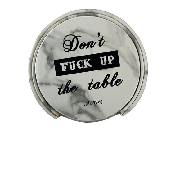 Coasters Set Of 6 Thipoten - Adult Humor Gift "Don't Fk Up The Table" Marble - Picture 3 of 4